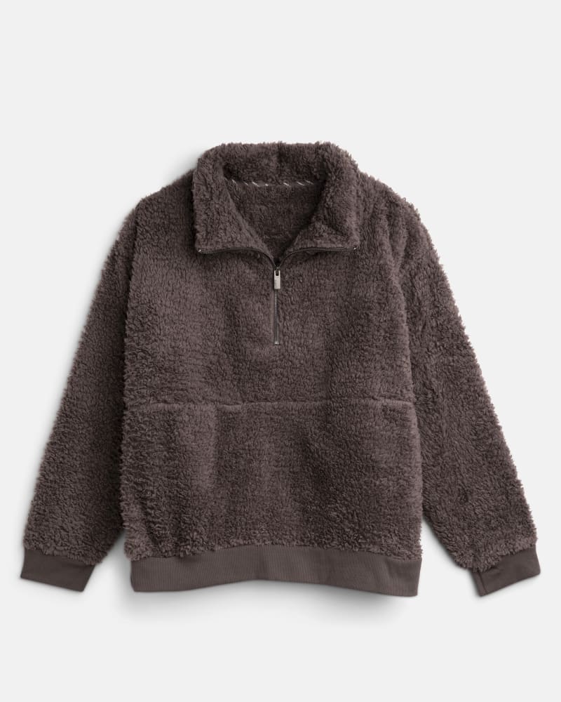 Front of plus size Lydia Teddy Fleece Zippered Pullover by Marc NY | Dia&Co | dia_product_style_image_id:178441